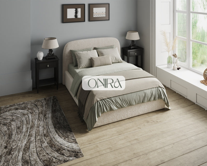 Hawaii Cream Bouclé bed with optional ottoman storage