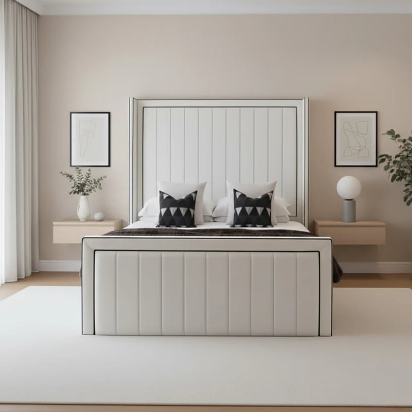 Tokyo Wingback Footboard Bed With Optional Ottoman Gas Lift Storage