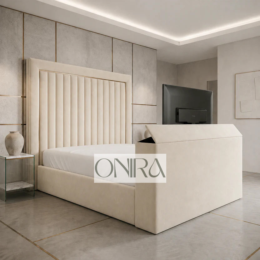 Gold Panel Strip TV Bed