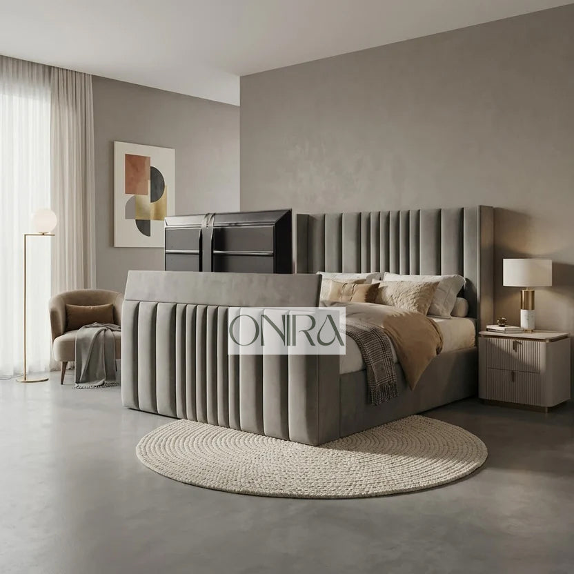 Lisbon TV Bed With Optional Ottoman Gas Lift Storage