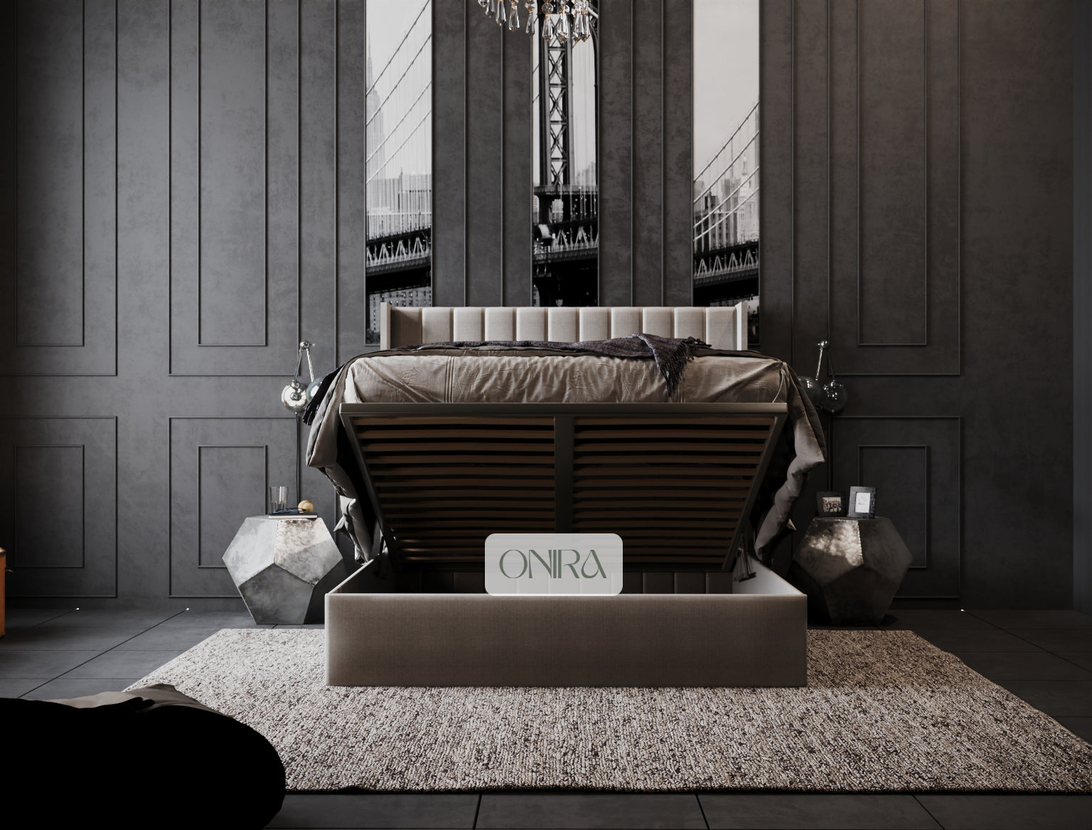 Empire Bed Frame with Optional Ottoman Storage