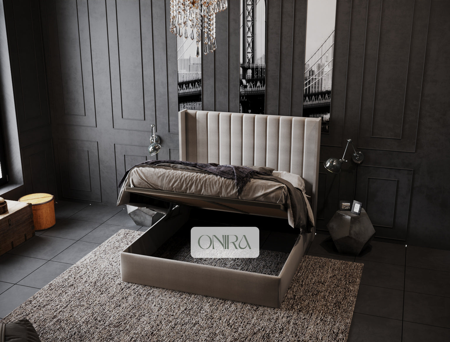 Empire Bed Frame with Optional Ottoman Storage