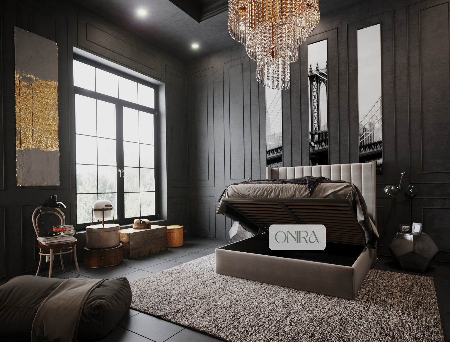 Empire Bed Frame with Optional Ottoman Storage