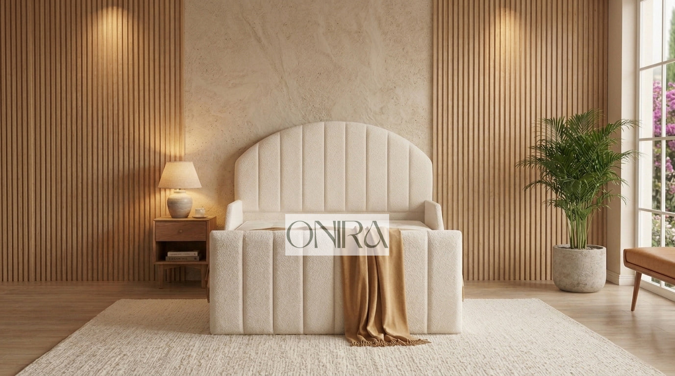 The Luna Arc Ribbed Bouclé Bed Kids Bed