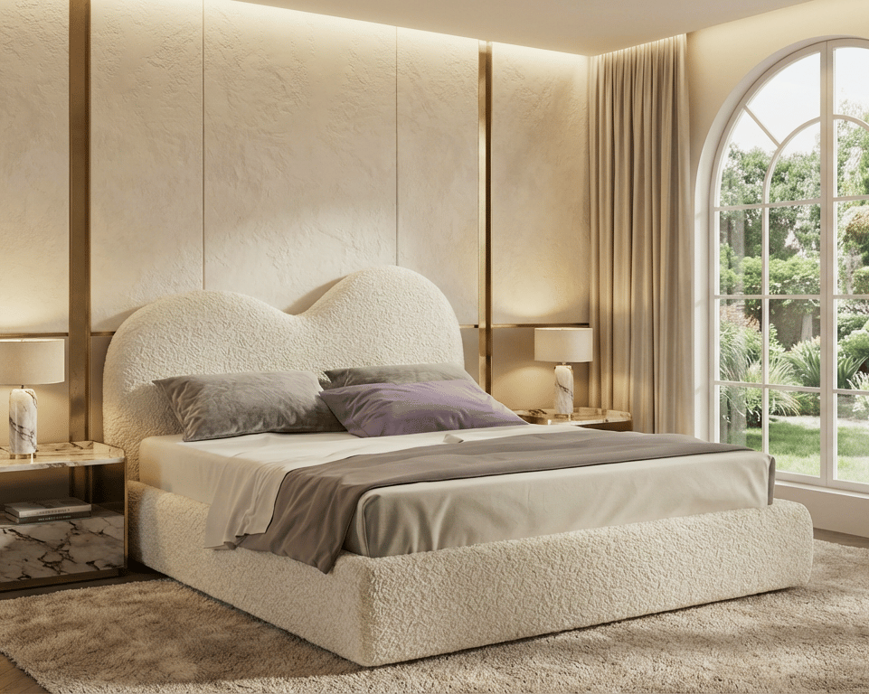 Wave Teddy Bouclé Bed With Optional Gas Lift Storage