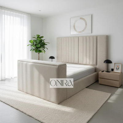 Arizona Extended Headboard TV Bed With Optional Ottoman Gas Lift Storage