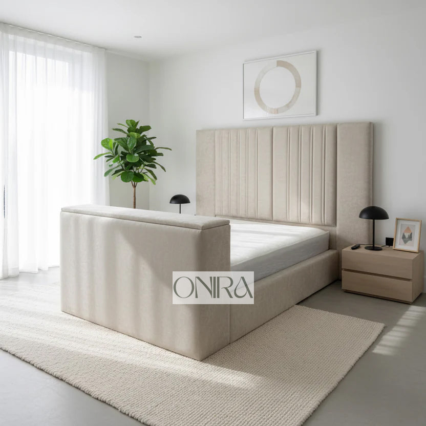 Arizona Extended Headboard TV Bed With Optional Ottoman Gas Lift Storage