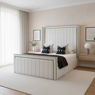 Tokyo Wingback Footboard Bed With Optional Ottoman Gas Lift Storage
