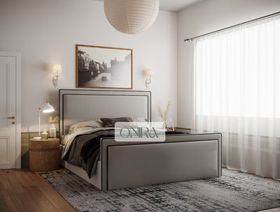 Ibiza Linear Upholstered Bed with Black Lining
