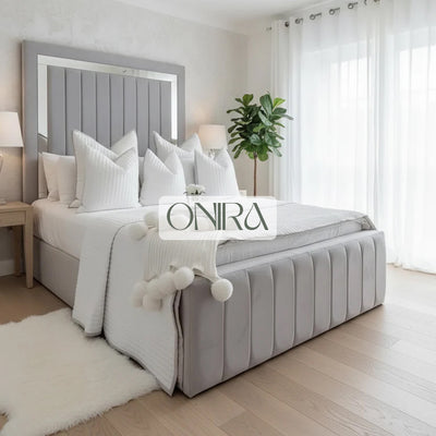 Jules Panel Mirror Footboard Bed Frame Optional Ottoman Storage