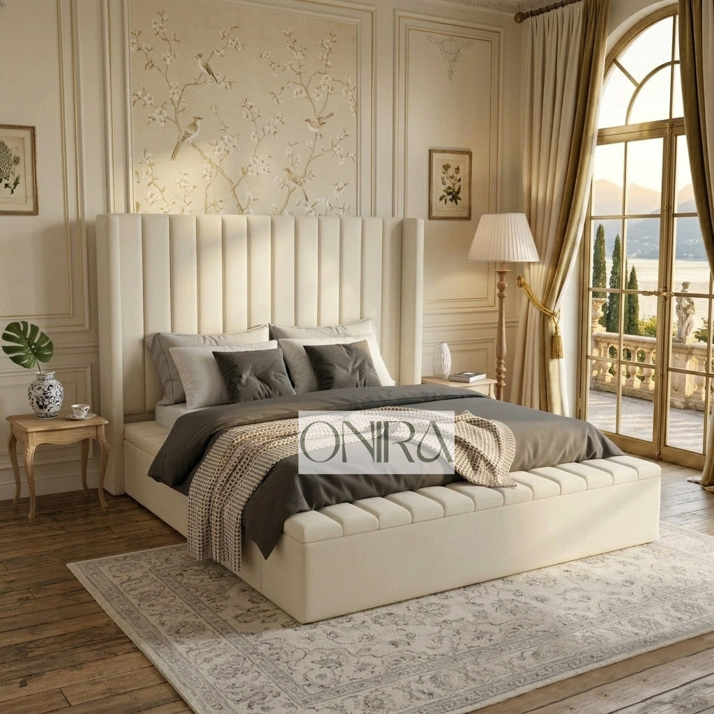 The Manhattan Luxury Panel Bed With Optional Ottoman Gas Lift Storage