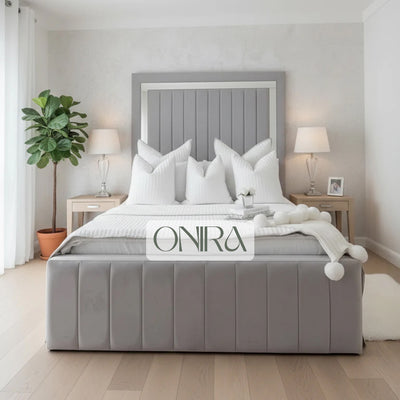 Jules Panel Mirror Footboard Bed Frame Optional Ottoman Storage