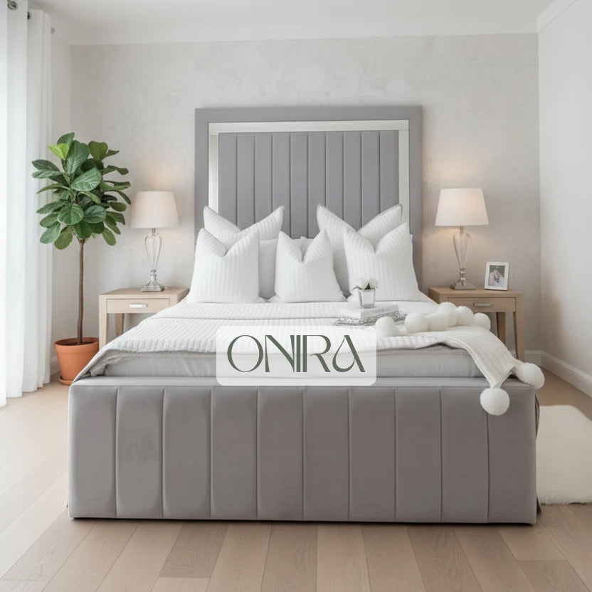 Jules Panel Mirror Footboard Bed Frame Optional Ottoman Storage