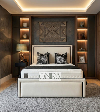 The Piped Elegance Bed With Optional Ottoman Gas Lift Storage