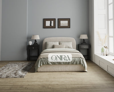Hawaii Cream Bouclé bed with optional ottoman storage