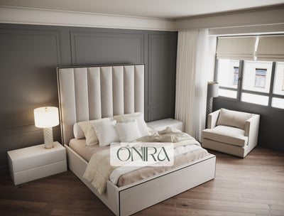 Osaka Linear Upholstered Bed with Black Lining
