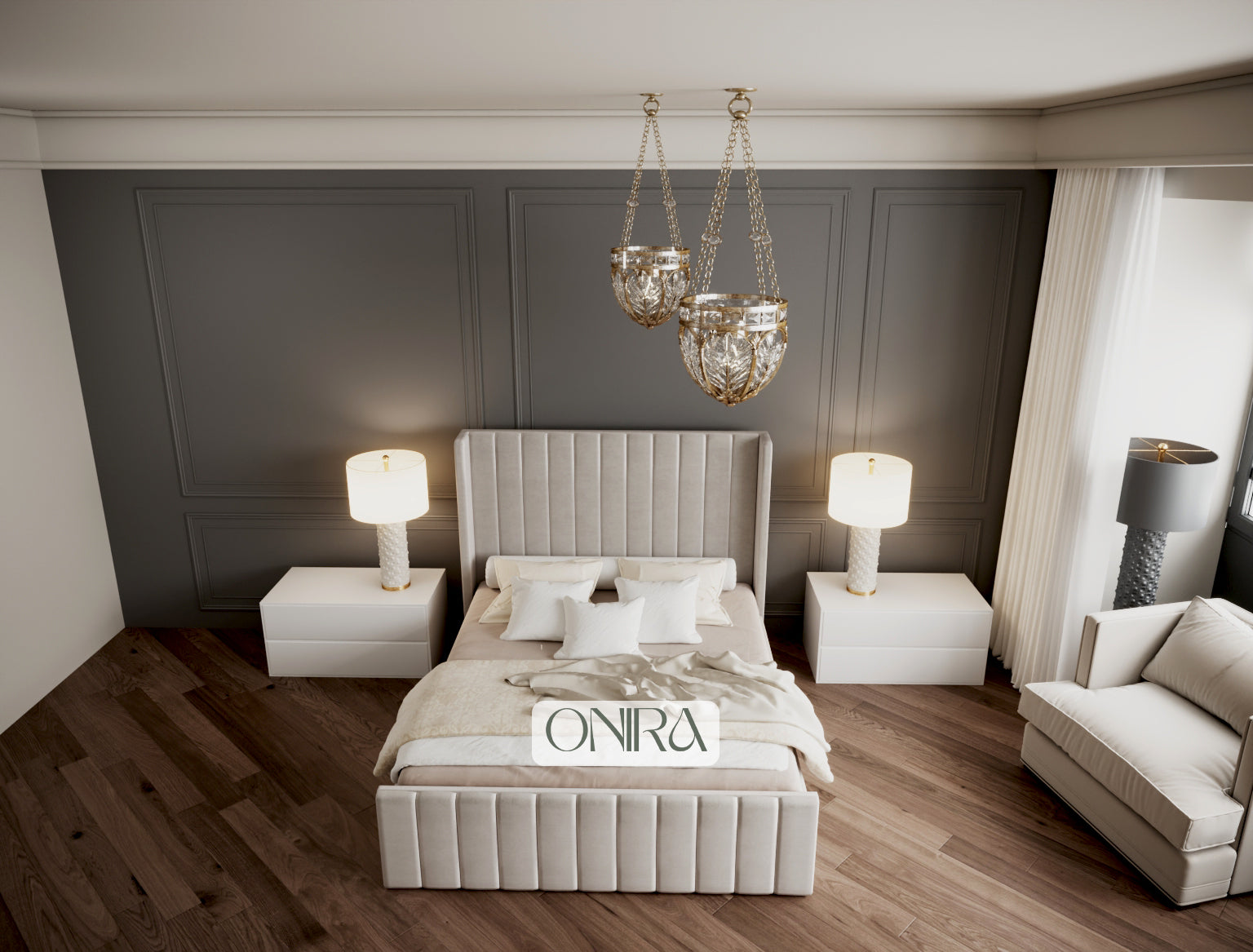 Milan Wingback Bed with Optional Ottoman Storage