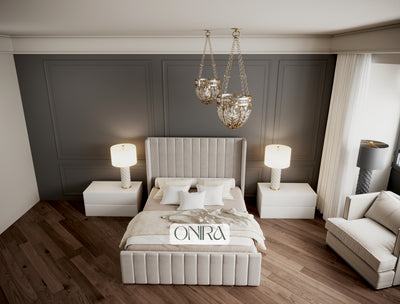 Milan Wingback Bed with Optional Ottoman Storage
