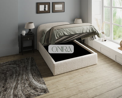 Hawaii Cream Bouclé bed with optional ottoman storage