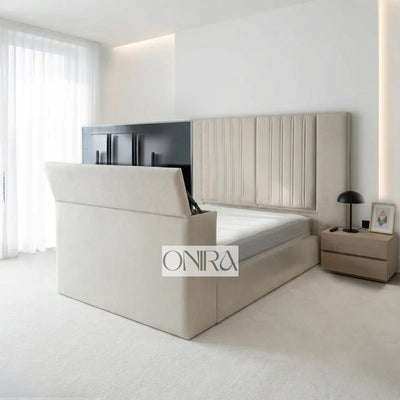 Arizona Extended Headboard TV Bed With Optional Ottoman Gas Lift Storage